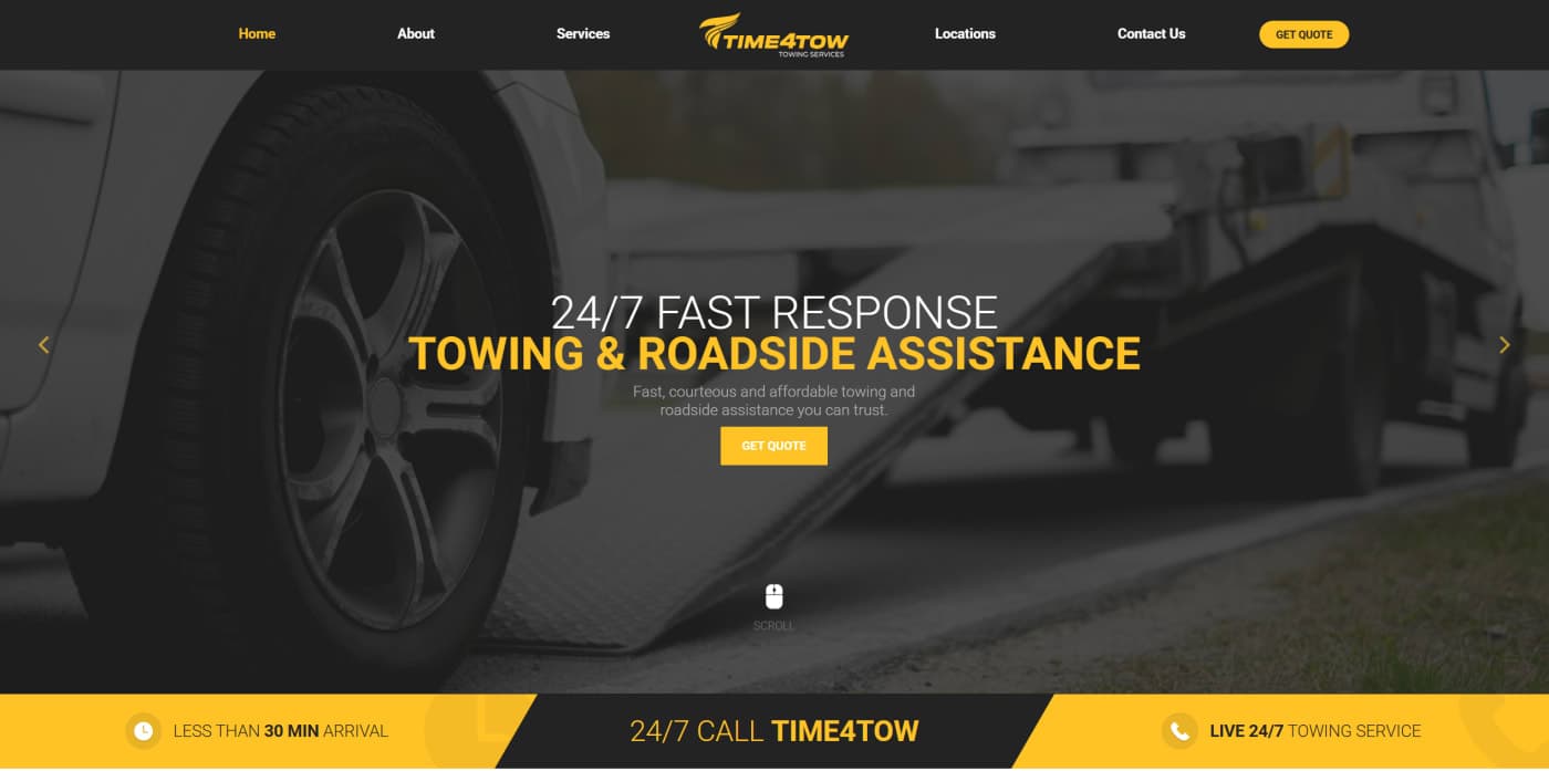 How We Built a 24/7 Towing Lead Generation Platform with Live Tracking & Multi-Location SEO for Time4Tow — Time4Tow case study