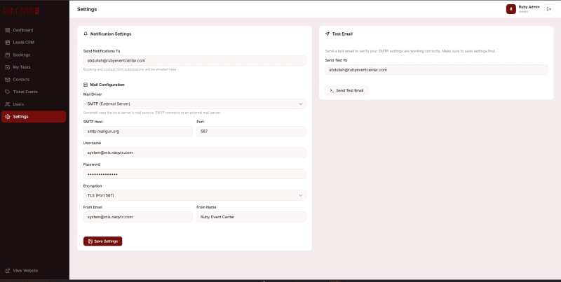 Revolutionizing Event Management: A Custom CRM & Booking Ecosystem for Ruby Event Center screenshot 2